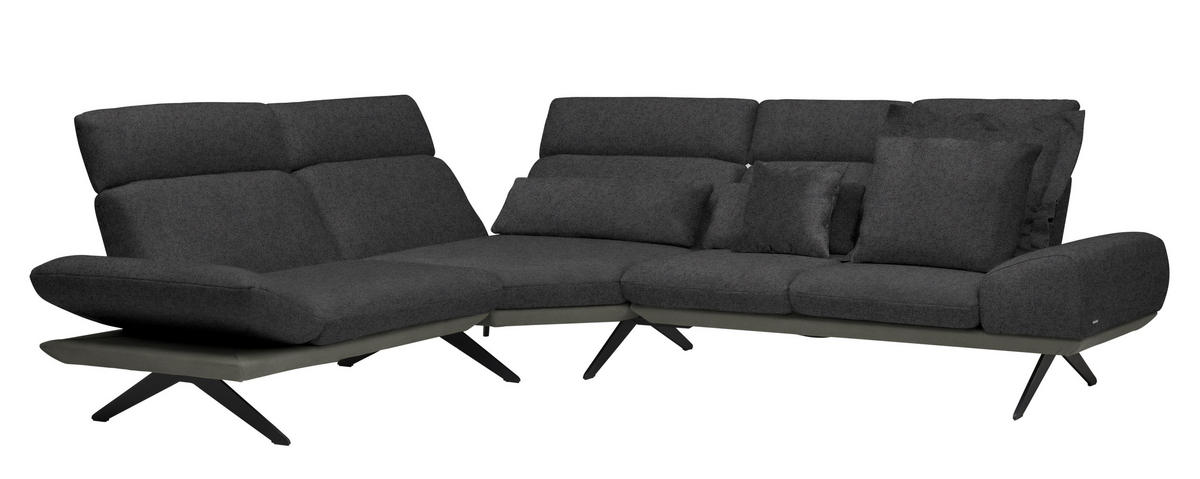 ECKSOFA  in Chenille, Flachgewebe Dunkelbraun, Schwarzbraun  239/270 cm  - Schwarzbraun/Dunkelbraun, Design, Textil/Metall (239/270cm) - Koinor