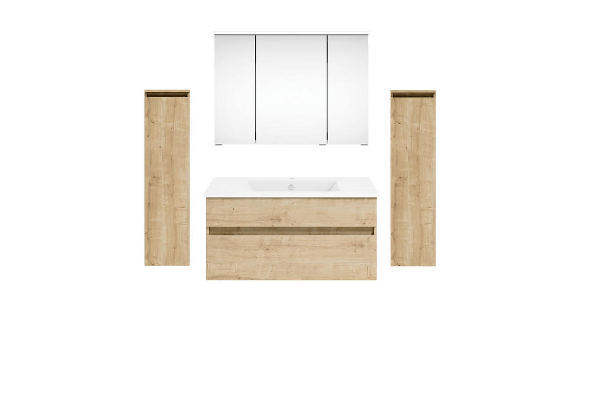 BADEZIMMER  in 150 cm  - Eichefarben/Weiß, KONVENTIONELL, Keramik/Holzwerkstoff (150cm) - Puris