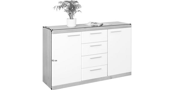 SIDEBOARD 135/92/43 cm - Eichefarben/Alufarben, KONVENTIONELL, Holzwerkstoff/Kunststoff (135/92/43cm) - Xora
