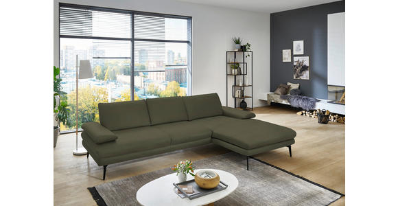 ECKSOFA in Echtleder Grün 310/180 cm - Schwarz/Grün, Design, Leder/Metall (310/180cm) - Dieter Knoll