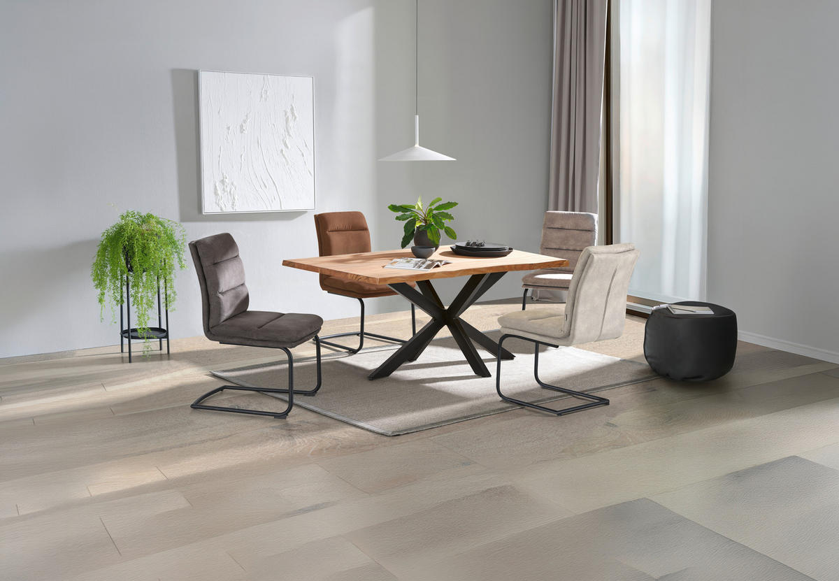 ESSTISCH 140/80/77 cm Echtholz  Holz, Metall rechteckig Schwarz, Akaziefarben  - Schwarz/Akaziefarben, LIFESTYLE, Holz/Metall (140/80/77cm) - Landscape