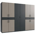 DREHTÜRENSCHRANK  in Graphitfarben, Sahara  - Schwarz/Graphitfarben, KONVENTIONELL, Holzwerkstoff/Kunststoff (270/208/58cm) - Carryhome