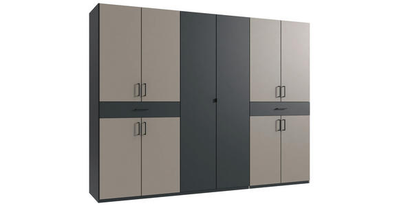 DREHTÜRENSCHRANK  in Graphitfarben, Sahara  - Schwarz/Graphitfarben, KONVENTIONELL, Holzwerkstoff/Kunststoff (270/208/58cm) - Carryhome