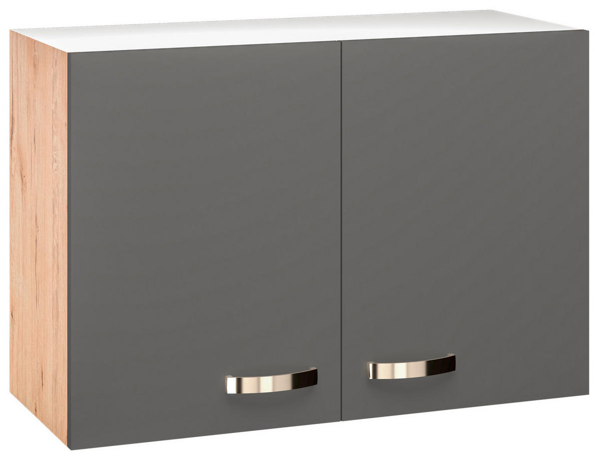 KÜCHENOBERSCHRANK 80/54/32 cm  in Eiche San Remo, Dunkelgrau  - Edelstahlfarben/Dunkelgrau, MODERN, Holzwerkstoff/Metall (80/54/32cm) - FlexWell