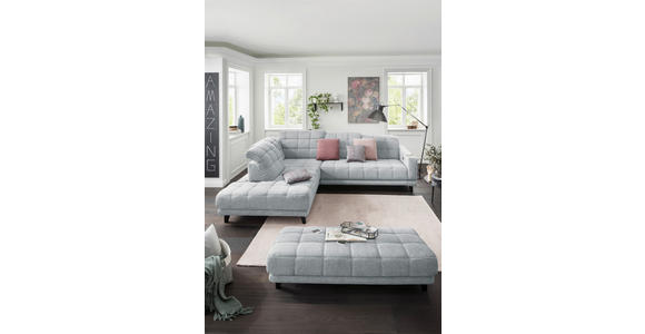 ECKSOFA in Webstoff Hellgrau  216/302 cm  - Hellgrau/Schwarz, Design, Holz/Textil (216/302cm) - Xora