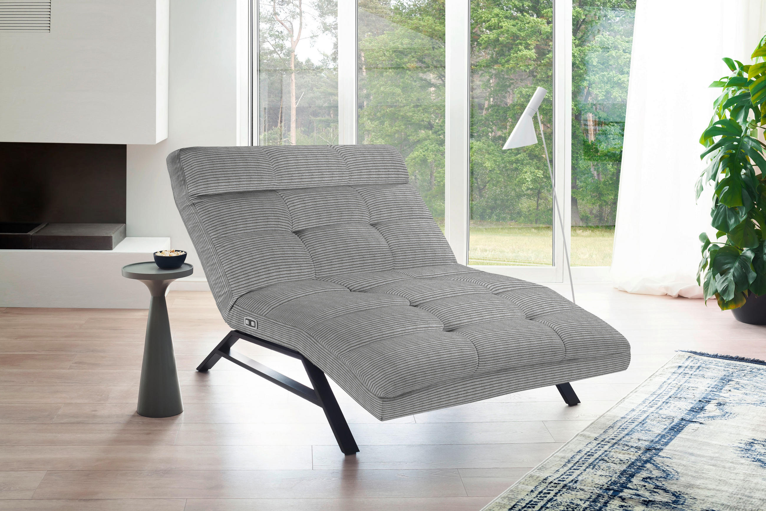 RELAXLIEGE in Cord Grau  - Schwarz/Grau, Design, Textil/Metall (120/54-113/158-198cm) - Pure Home Lifestyle