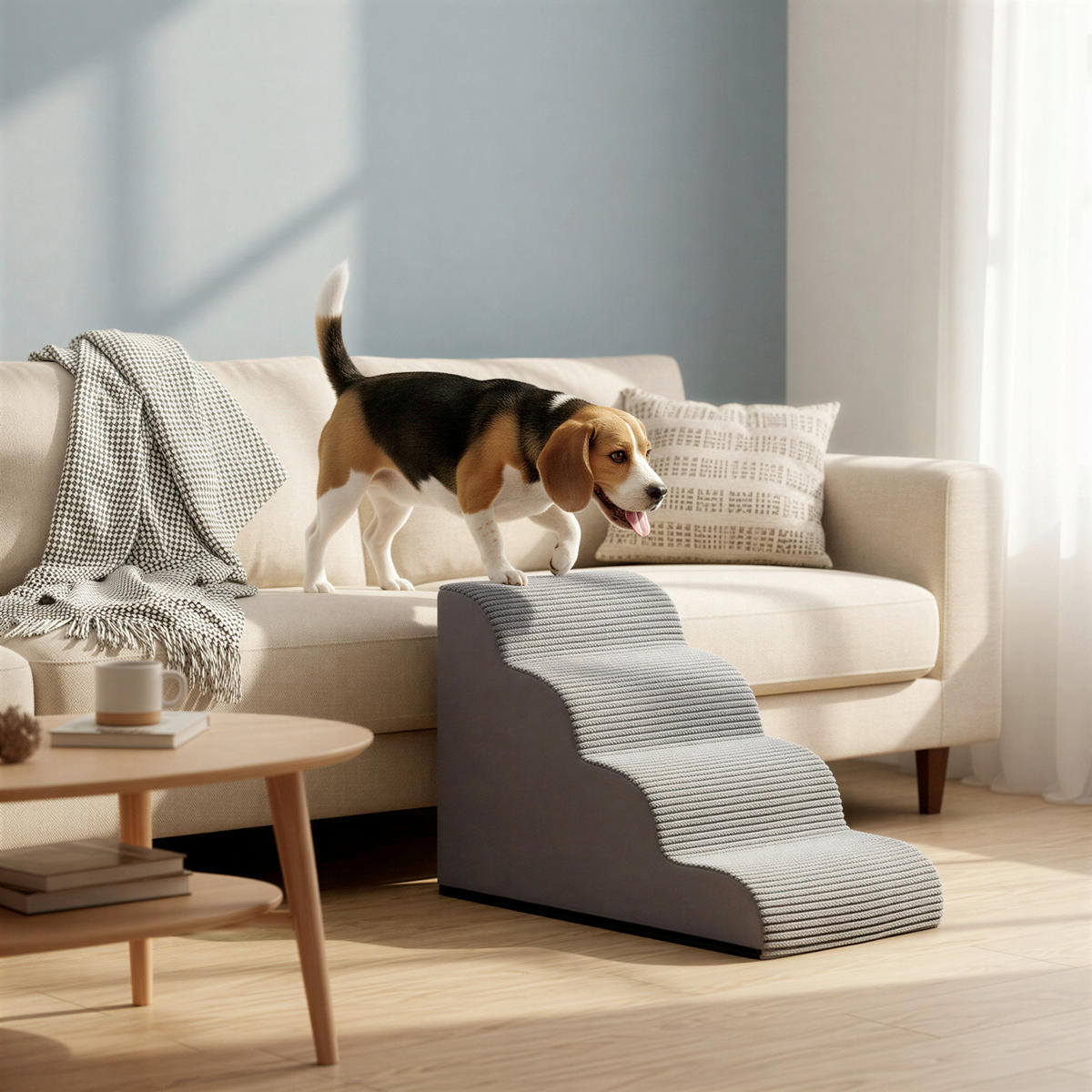 TIERTREPPE - Grau, Trend, Kunststoff/Textil (72/50/40cm) - Boxxx