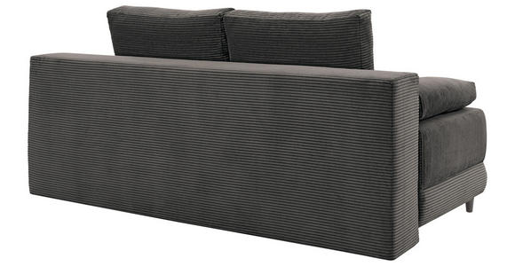 SCHLAFSOFA Cord Graphitfarben Rückenkissen, Armlehnenkissen, Bettkasten, Schlaffunktion, Rücken echt, Liegefläche im Originalstoff  - Schwarz/Graphitfarben, KONVENTIONELL, Holz/Textil (196/96/103cm) - Carryhome