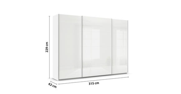 SCHWEBETÜRENSCHRANK  in Weiß  - Alufarben/Weiß, KONVENTIONELL, Glas/Holzwerkstoff (315/229/62cm) - Xora