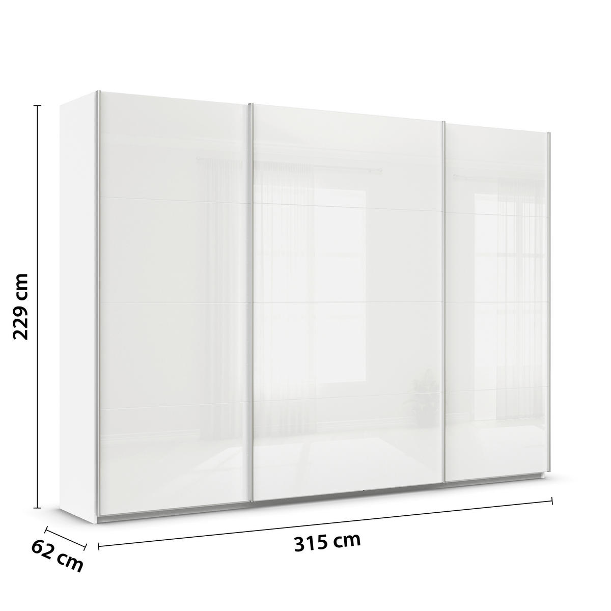 SCHWEBETÜRENSCHRANK in Weiss  - Weiss/Alufarben, Konventionell, Glas/Holzwerkstoff (315/229/62cm) - Xora