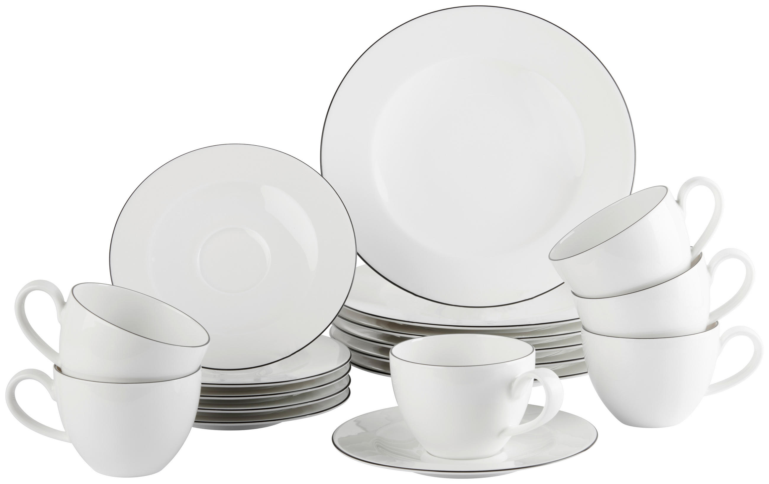 KAFFEESERVICE Zoe Fine Diamond 18-teilig  - Weiss/Schwarz, Basics, Keramik (43/24/18,1cm) - Seltmann Weiden