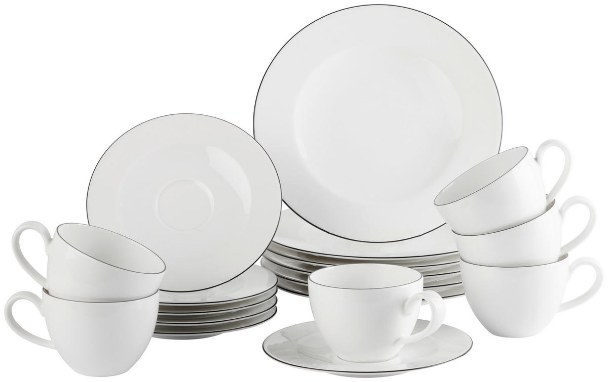 KAFFEESERVICE Zoe Fine Diamond 18-teilig  - Weiss/Schwarz, Basics, Keramik (43/24/18,1cm) - Seltmann Weiden