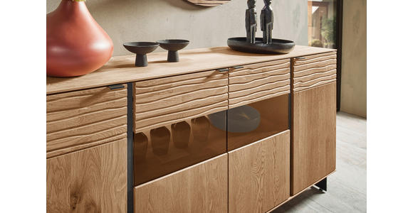 SIDEBOARD Eichefarben  192/94/44 cm  - Eichefarben/Anthrazit, Natur, Glas/Holz (192/94/44cm) - Valnatura