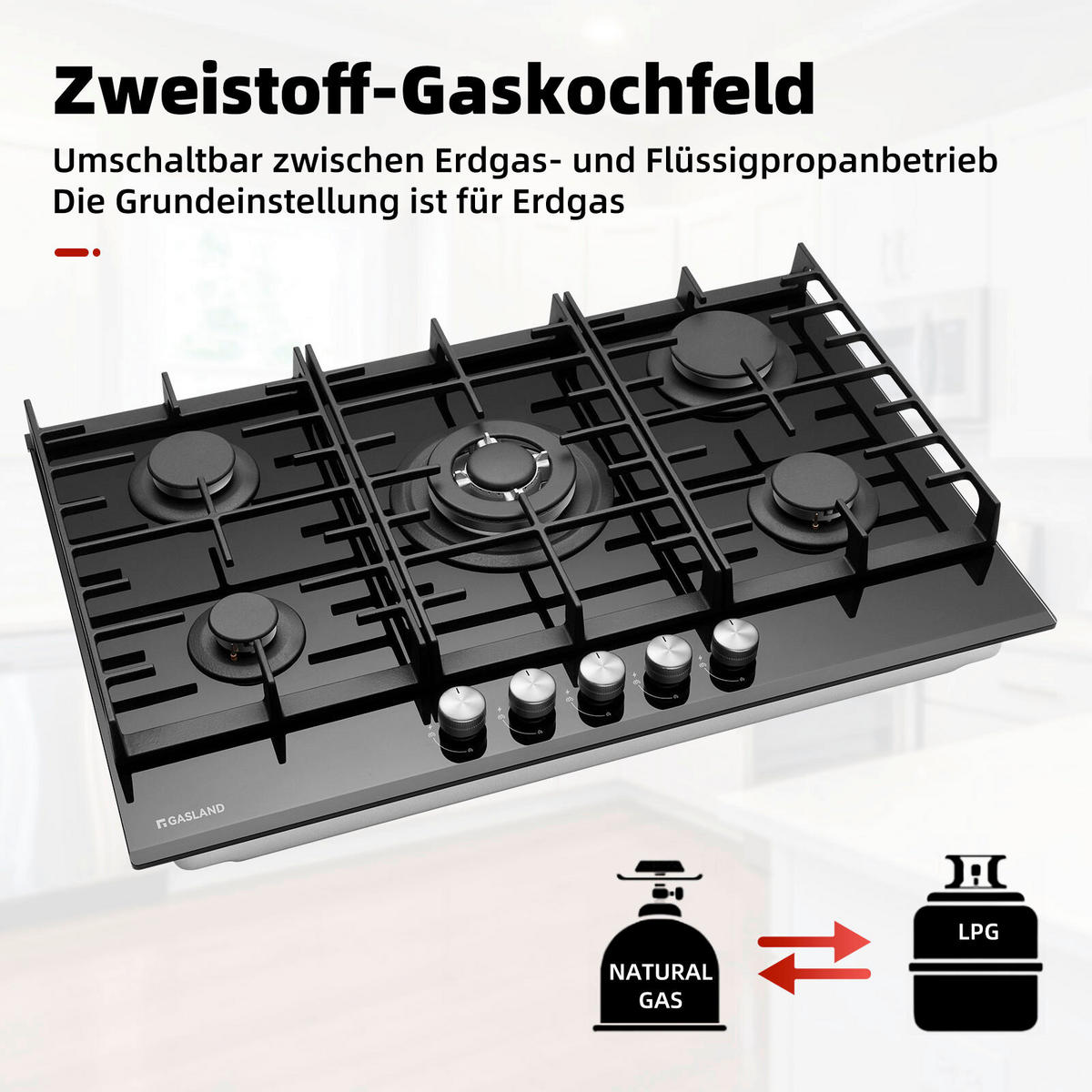 GASKOCHFELD - Schwarz, Trend, Glas (76/51/10cm)