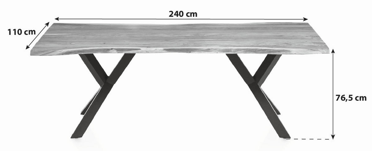 TISCHGRUPPE in Holz, Metall, Textil Grau, Naturfarben  - Naturfarben/Grau, MODERN, Holz/Textil (240/110/76,5cm) - MID.YOU