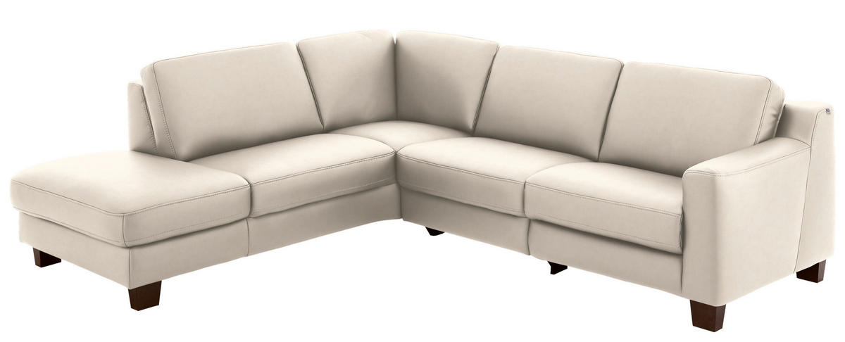ECKSOFA in Echtleder Greige  - Greige/Eichefarben, Design, Leder/Holz (235/259cm) - Valdera