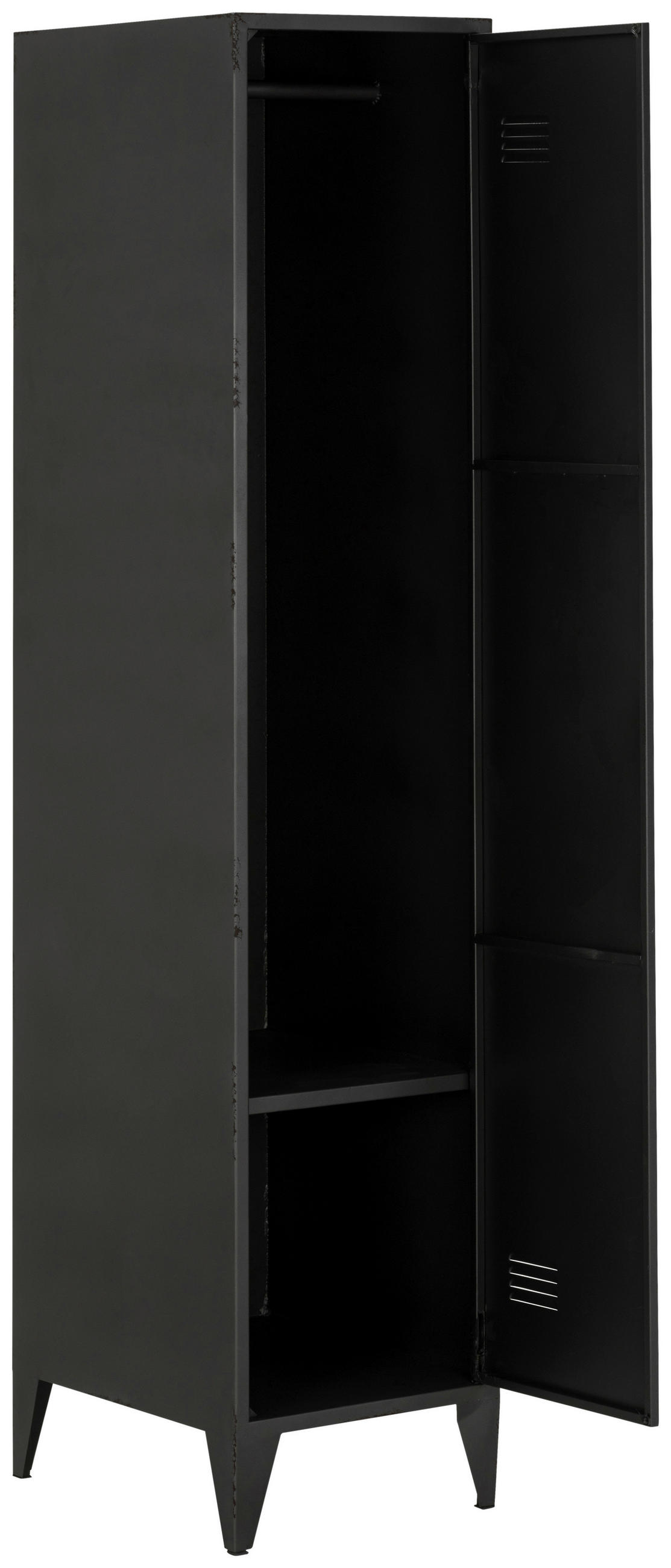 GARDEROBENSCHRANK  in 38/185/51 cm  - Silberfarben/Schwarz, KONVENTIONELL, Metall (38/185/51cm) - Livetastic