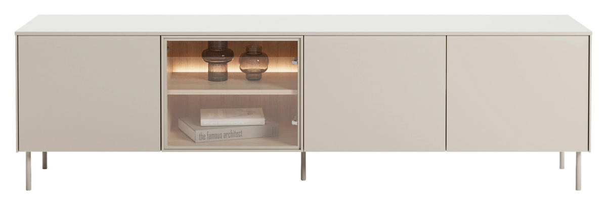 TV-ELEMENT Eichefarben, Kaschmir  195/57/41 cm  - Kaschmir/Eichefarben, Modern, Glas/Holzwerkstoff (195/57/41cm) - Carryhome