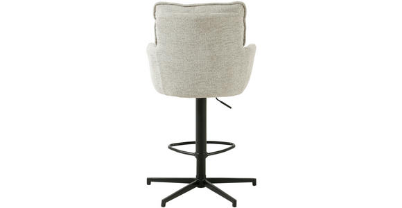 BARHOCKER Leinenoptik Schwarz, Beige Eisen Sitzfläche 360° drehbar, Stoffauswahl - Taupe/Beige, Design, Textil/Metall (58/103-123/61cm) - Novel