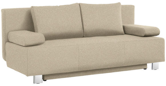 SCHLAFSOFA in Webstoff Beige  - Chromfarben/Beige, Design, Textil/Metall (197/88/89cm) - Xora