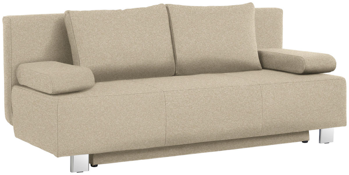 SCHLAFSOFA in Webstoff Beige  - Chromfarben/Beige, Design, Textil/Metall (197/88/89cm) - Xora
