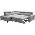 ECKSOFA Grau Struktur  - Schwarz/Grau, MODERN, Textil/Metall (212/254cm) - Carryhome