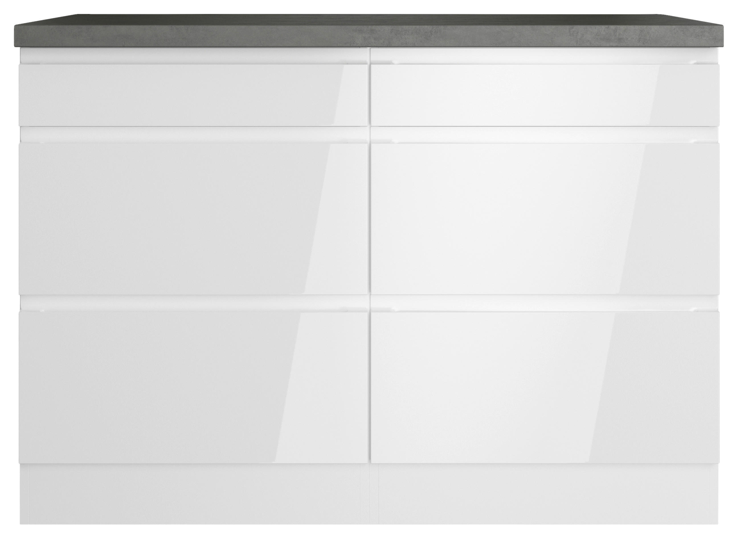 KÜCHENUNTERSCHRANK 120/86/60 cm  in Grau, Weiß, Weiß Hochglanz  - Weiß Hochglanz/Weiß, LIFESTYLE, Holzwerkstoff (120/86/60cm) - Held