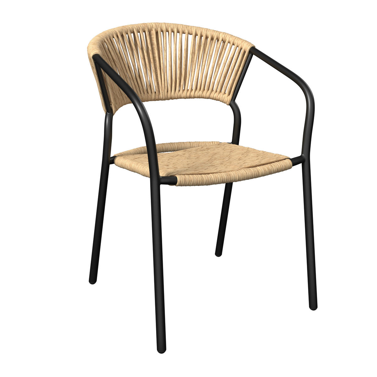 STAPELSESSEL in Metall, Kunststoff Anthrazit, Naturfarben  - Anthrazit/Naturfarben, MODERN, Kunststoff/Metall (55/78/55cm) - Ambia Garden