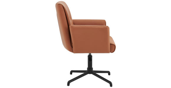 ARMLEHNSTUHL in Aluminium Echtleder pigmentiert - Cognac/Schwarz, MODERN, Leder/Metall (61/86-93/66cm) - Novel