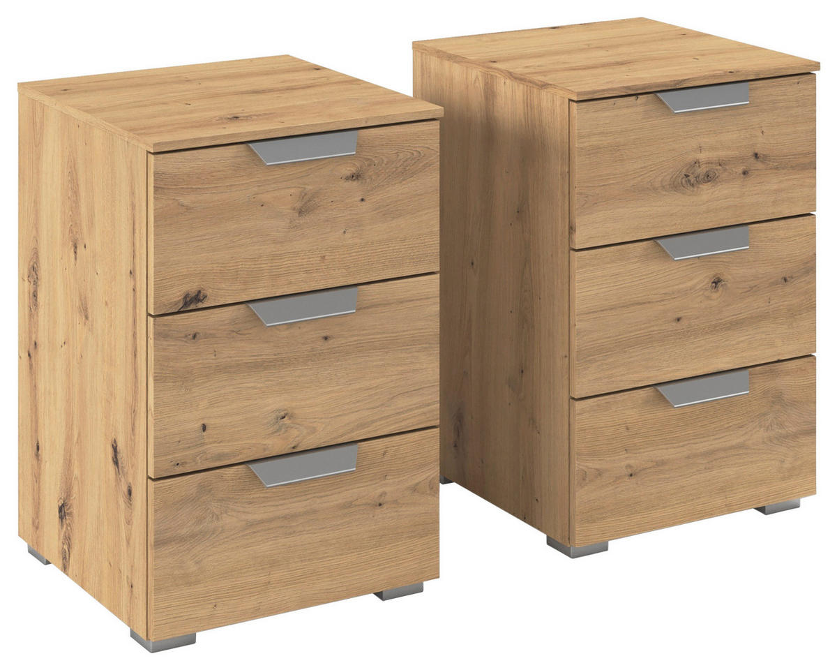 NOČNA OMARICA, hrast artisan  - barve aluminija/hrast artisan, Konvencionalno, kovina/umetna masa (40/61/42cm) - Xora