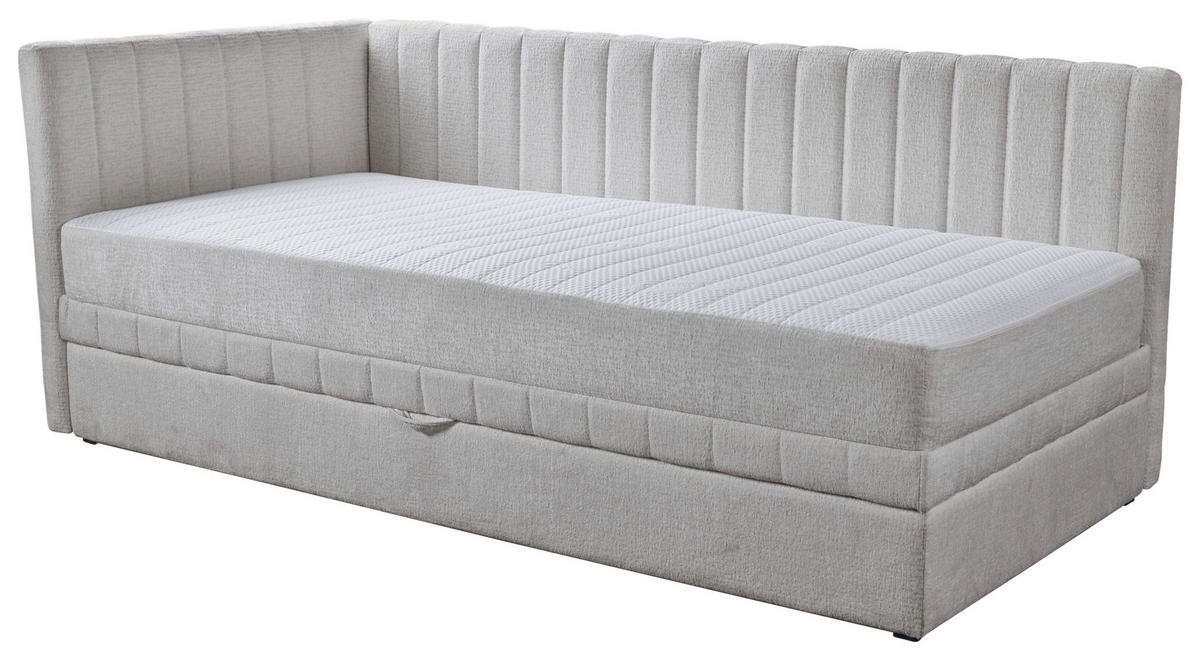 SCHLAFSOFA  mit Bettkasten erhältlich, Bettfunktion erhältlich Struktur Hellgrau  - Hellgrau/Schwarz, Design, Holz/Textil (212/83/99cm) - MID.YOU