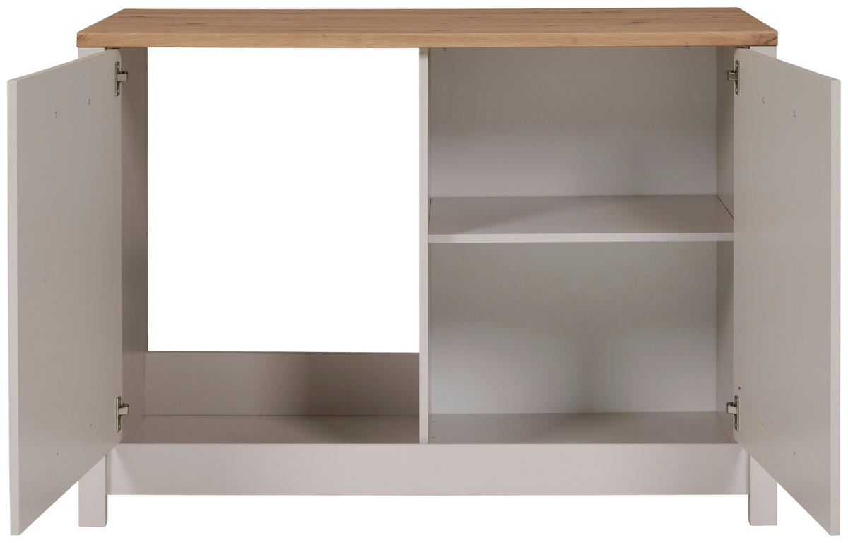 SPÜLENUNTERSCHRANK 130/92/60 cm  in Kaschmir, Eiche Artisan  - Kaschmir/Silberfarben, ROMANTIK / LANDHAUS, Holzwerkstoff/Metall (130/92/60cm) - home24