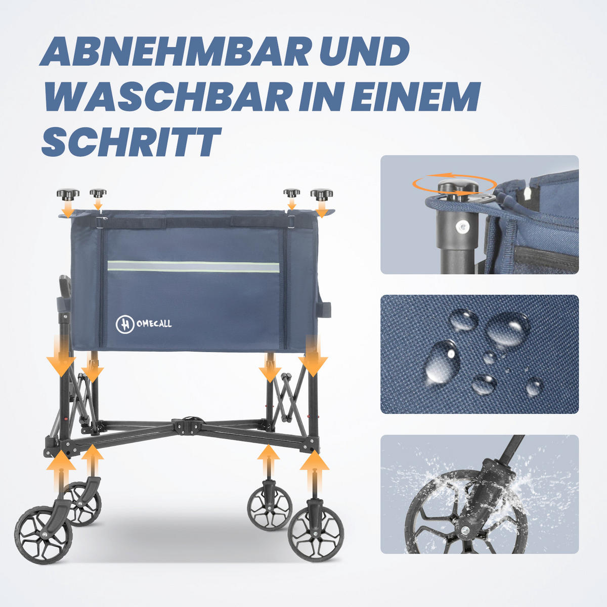 BOLLERWAGEN    - Blau/Graphitfarben, Basics, Textil/Metall (44/19/31cm) - Modante