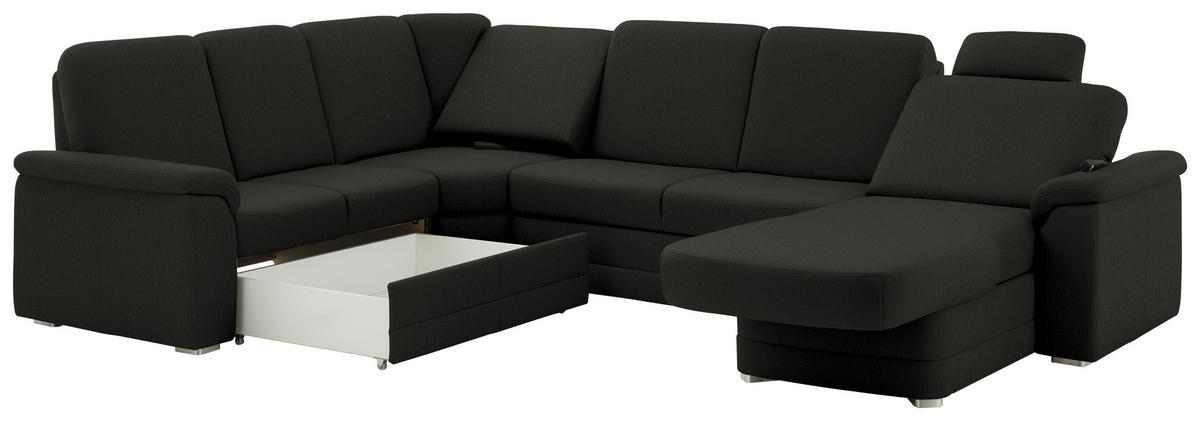 WOHNLANDSCHAFT  in Chenille Anthrazit  - Anthrazit/Alufarben, KONVENTIONELL, Holz/Textil (235/329/160cm) - Beldomo Comfort