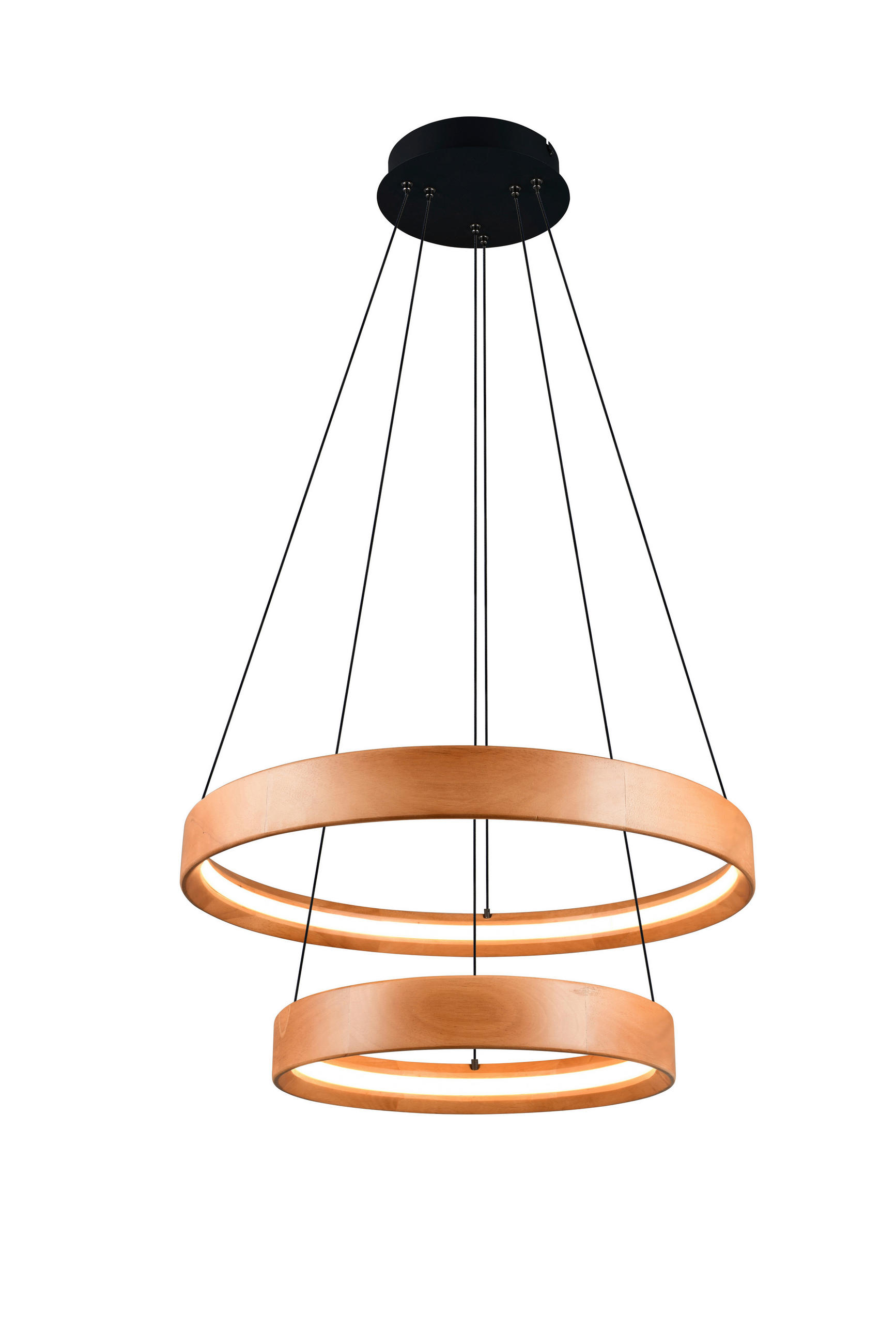 LED-PENDELLEUCHTE Lynwood 60/150 cm   - Schwarz/Braun, Design, Holz/Metall (60/150cm) - Trio Leuchten