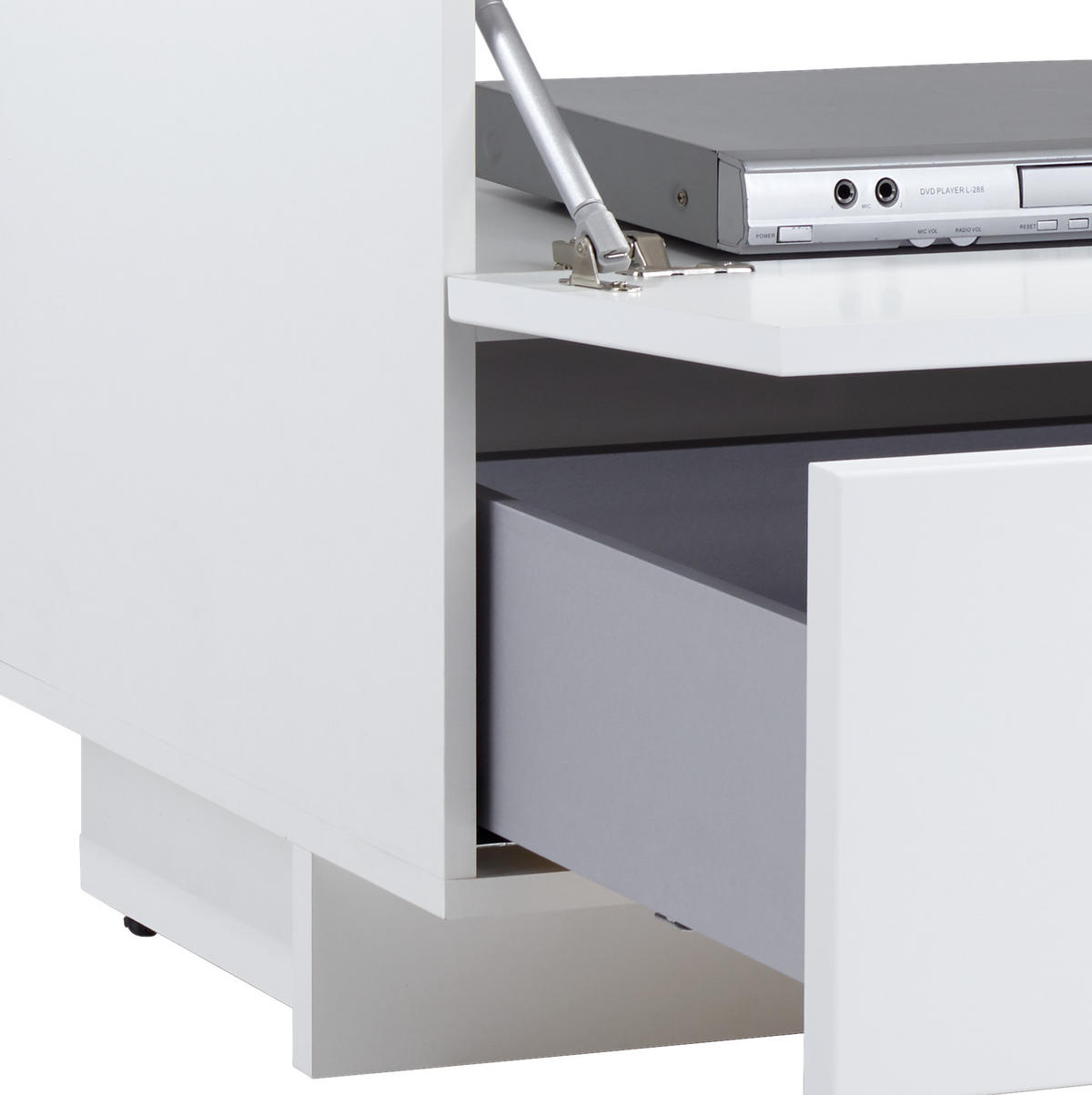 MEDIABÄNK vit  140/62/44 cm  - vit/svart, Modern, metall/trämaterial (140/62/44cm)