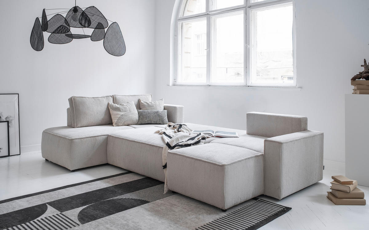 SJEDEĆA GARNITURA tekstil  bež   - bež/crna, Design, tekstil/plastika (194/322/156cm) - MID.YOU
