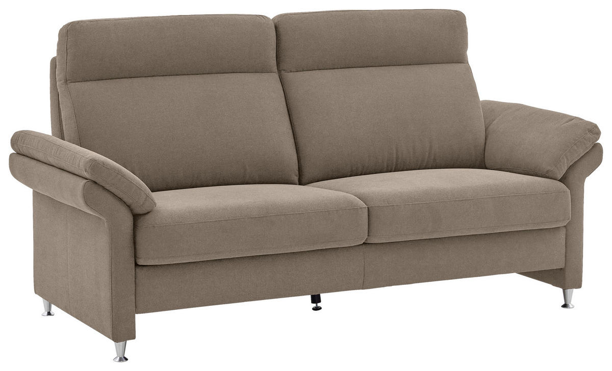 3-SITZER-SOFA Flachgewebe Taupe  - Taupe/Alufarben, MODERN, Textil/Metall (196/103/89cm) - Pure Home Comfort