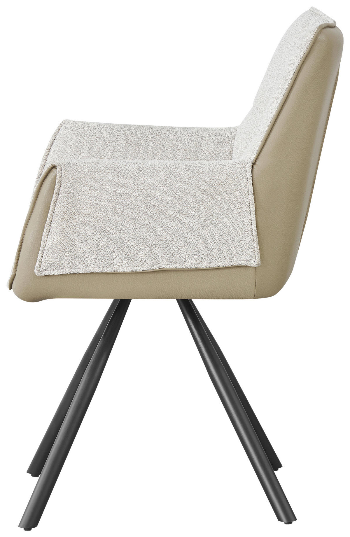 ARMLEHNSTUHL  inklusive Armlehnen, Sitzfläche 180° drehbar, automatische Rückholfunktion Lederlook, Struktur  Schwarz, Taupe, Beige  - Taupe/Beige, MODERN, Holz/Textil (58/90/62cm) - MID.YOU