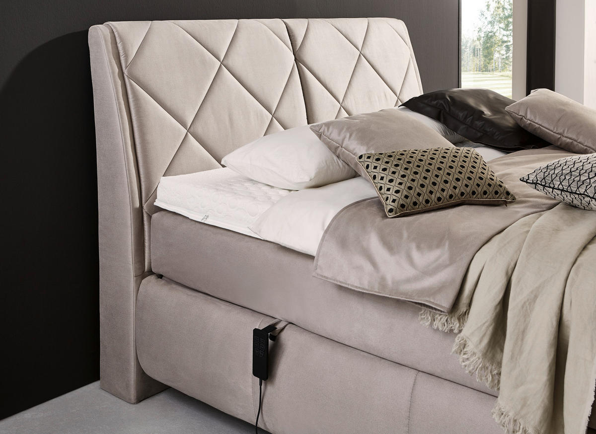 BOXSPRINGBETT 180/200 cm  in Beige  - Beige/Schwarz, KONVENTIONELL, Textil/Metall (180/200cm) - Dieter Knoll