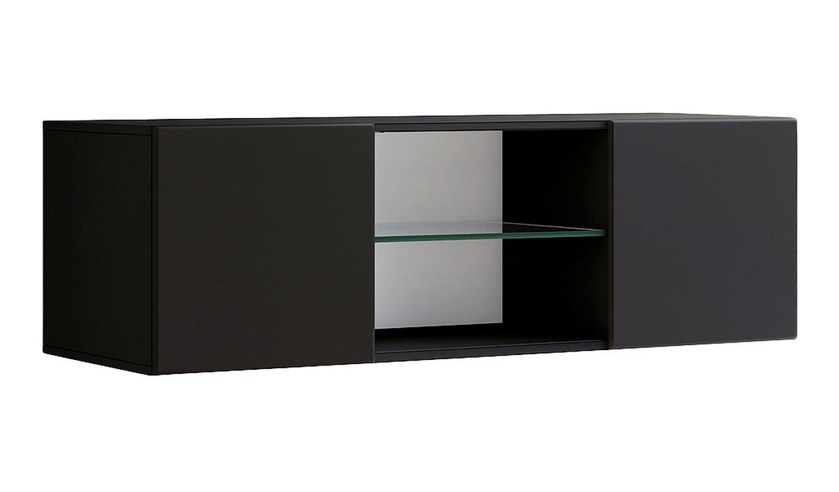 LOWBOARD  in 115/40/36 cm  - Schwarz/Alufarben, MODERN, Glas/Holzwerkstoff (115/40/36cm) - MID.YOU
