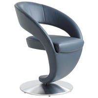 STUHL  in Stahl Echtleder pigmentiert  - Edelstahlfarben/Dunkelblau, Design, Leder/Metall (62/86/61cm) - Moderano
