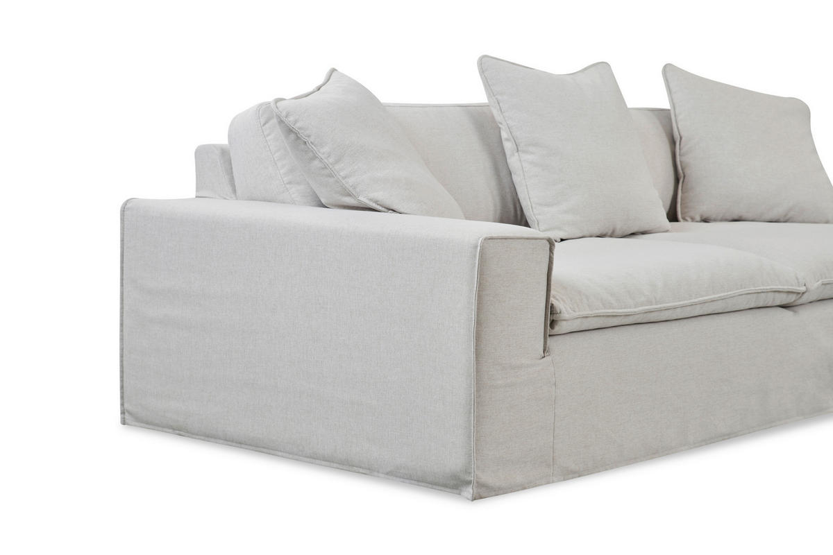 3-SITS SOFFA i vit, beige  - vit/beige, Design, trä/textil (258/90/116cm) - Best Price