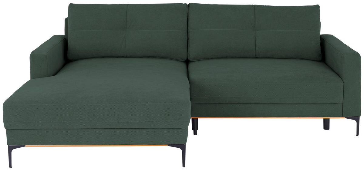 ECKSOFA Waldgrün  - Waldgrün/Schwarz, MODERN, Textil/Metall (162/238cm) - Ondega