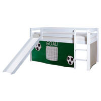 SPIELBETT Absturzsicherung, Leiter, Rutsche, Vorhang 90/200 cm  in Weiß, Dunkelgrün  - Dunkelgrün/Weiß, Natur, Holz (90/200cm) - MID.YOU