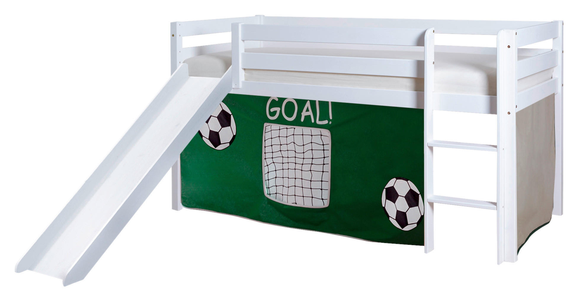 Spielbett Manuel Weiß/Grün Kiefer Massiv 90 cm Rutsche