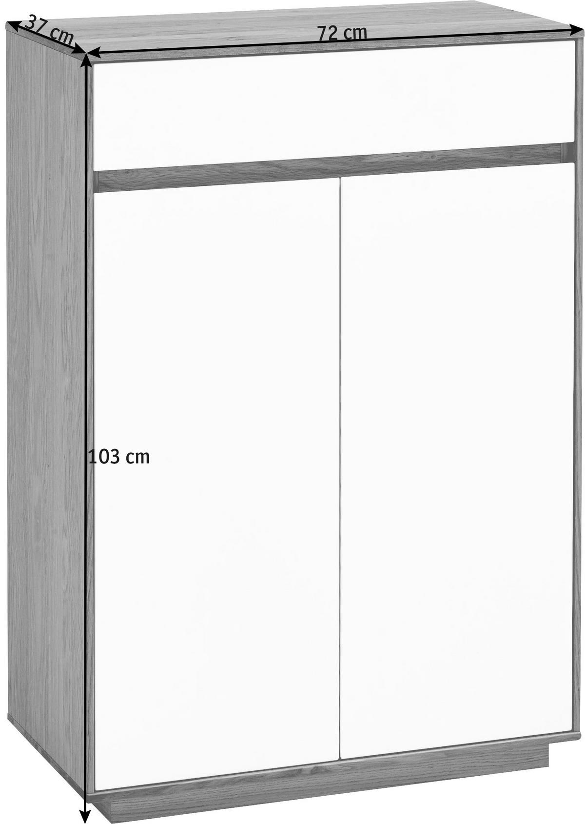 SCHUHSCHRANK Eiche teilmassiv Weiß, Eichefarben  - Eichefarben/Weiß, Basics, Holz/Holzwerkstoff (72/103/37cm)