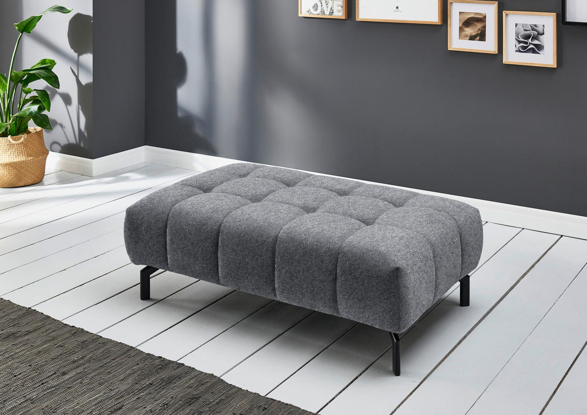 ECKSOFA in Chenille Grau  190/329 cm  - Schwarz/Grau, Design, Textil/Metall (190/329cm) - Beldomo Style