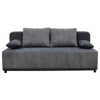 SCHLAFSOFA Velours Grau Querschläfer  inkl. Rückenkissen, Armlehnenkissen, Bettkasten  - Schwarz/Grau, Design, Kunststoff/Textil (197/90/83cm) - MID.YOU