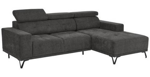 ECKSOFA in Chenille Dunkelgrau  - Dunkelgrau/Schwarz, KONVENTIONELL, Textil/Metall (264/178cm) - Hom`in